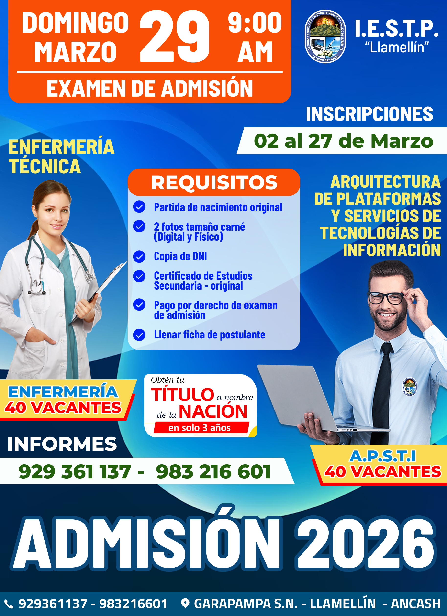 Admisión IESTP Llamellín